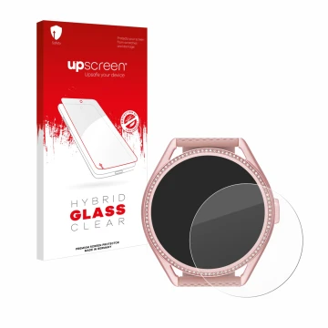 Vorderseite einer Produktverpackung mit dem Markenlogo upscreen. Daneben ist das Gerät Michael Kors Access MKGO Gen 5E MKT 511