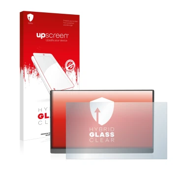 Vorderseite einer Produktverpackung mit dem Markenlogo upscreen. Daneben ist das Gerät Arzopa 15.6