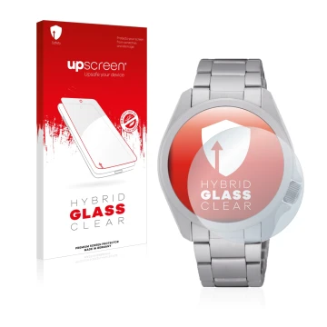Vorderseite einer Produktverpackung mit dem Markenlogo upscreen. Daneben ist das Gerät Seiko 5 Sports SRPH49K1 mit dem zugehör