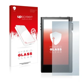 Vorderseite einer Produktverpackung mit dem Markenlogo upscreen. Daneben ist das Gerät Astell&Kern Kann Max mit dem zugehörige