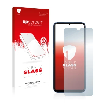 Vorderseite einer Produktverpackung mit dem Markenlogo upscreen. Daneben ist das Gerät realme Narzo 50 5G mit dem zugehörigen 