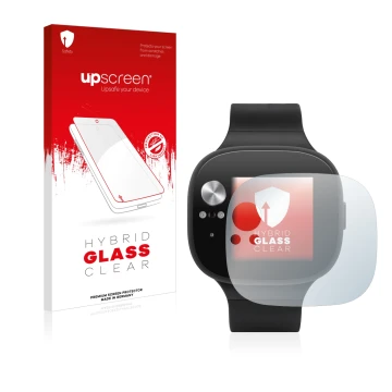 Vorderseite einer Produktverpackung mit dem Markenlogo upscreen. Daneben ist das Gerät ASUS Vivowatch BP mit dem zugehörigen D