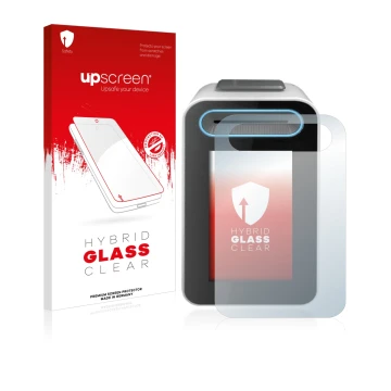 Vorderseite einer Produktverpackung mit dem Markenlogo upscreen. Daneben ist das Gerät Cherry eHealth Terminal ST-1506 mit dem