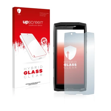 Vorderseite einer Produktverpackung mit dem Markenlogo upscreen. Daneben ist das Gerät Crosscall Core-X5 mit dem zugehörigen D