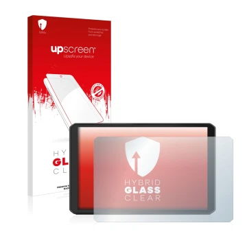 Vorderseite einer Produktverpackung mit dem Markenlogo upscreen. Daneben ist das Gerät Garmin dezl LGV1010 mit dem zugehörigen