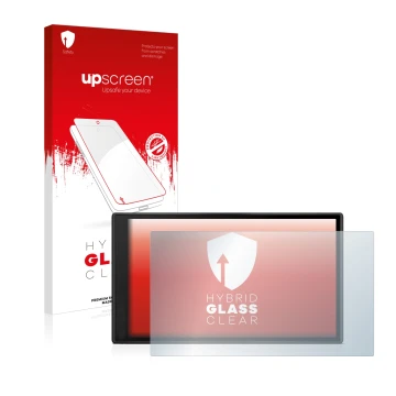 Vorderseite einer Produktverpackung mit dem Markenlogo upscreen. Daneben ist das Gerät Garmin DriveSmart 66 mit dem zugehörige