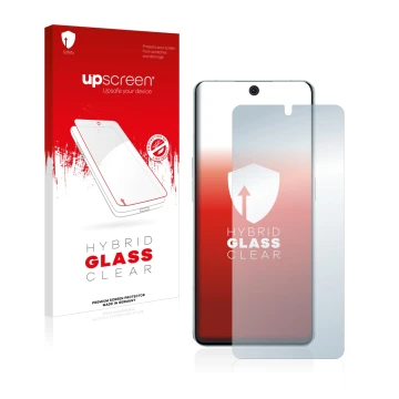 Vorderseite einer Produktverpackung mit dem Markenlogo upscreen. Daneben ist das Gerät Oppo Reno 8 Pro 5G mit dem zugehörigen 