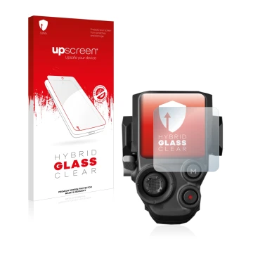 Vorderseite einer Produktverpackung mit dem Markenlogo upscreen. Daneben ist das Gerät DJI RS 3 Pro mit dem zugehörigen Displa