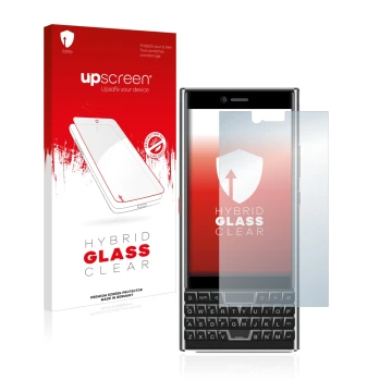 Vorderseite einer Produktverpackung mit dem Markenlogo upscreen. Daneben ist das Gerät Unihertz Titan Slim mit dem zugehörigen