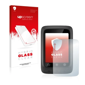 Vorderseite einer Produktverpackung mit dem Markenlogo upscreen. Daneben ist das Gerät CooSpo BC107 mit dem zugehörigen Displa