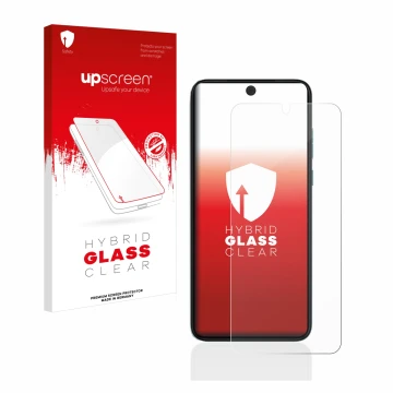 Vorderseite einer Produktverpackung mit dem Markenlogo upscreen. Daneben ist das Gerät Motorola Edge 30 Neo mit dem zugehörige