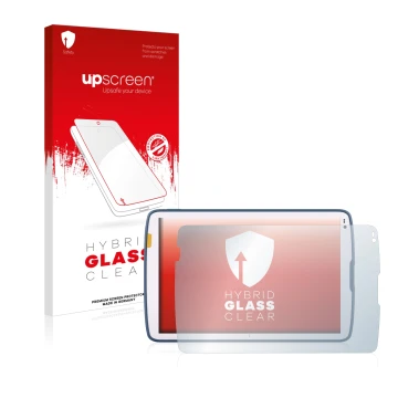 Vorderseite einer Produktverpackung mit dem Markenlogo upscreen. Daneben ist das Gerät Zebra ET45 10.1