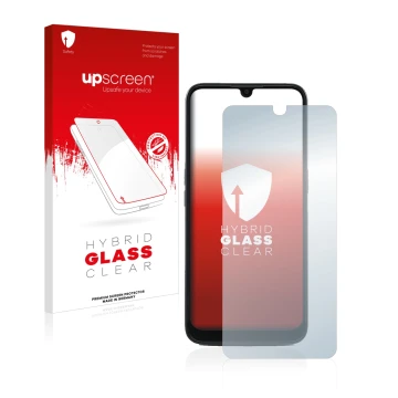 Vorderseite einer Produktverpackung mit dem Markenlogo upscreen. Daneben ist das Gerät Doro 8100 PLUS mit dem zugehörigen Disp