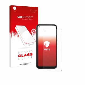 Vorderseite einer Produktverpackung mit dem Markenlogo upscreen. Daneben ist das Gerät Gigaset GX6 mit dem zugehörigen Display