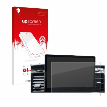 Vorderseite einer Produktverpackung mit dem Markenlogo upscreen. Daneben ist das Gerät Ford Transit SYNC 4 mit dem zugehörigen