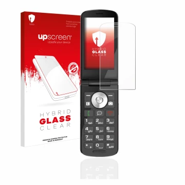 Vorderseite einer Produktverpackung mit dem Markenlogo upscreen. Daneben ist das Gerät Emporia TOUCHsmart.2 mit dem zugehörige
