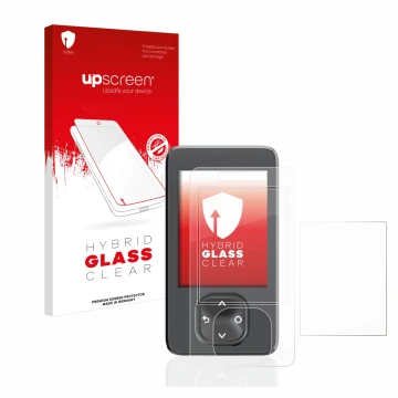 Vorderseite einer Produktverpackung mit dem Markenlogo upscreen. Daneben ist das Gerät Dexcom G7 CGM mit dem zugehörigen Displ