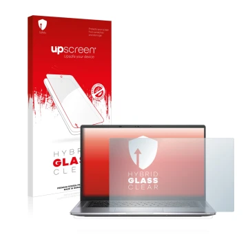 Vorderseite einer Produktverpackung mit dem Markenlogo upscreen. Daneben ist das Gerät Dell Latitude 9520 2-in-1 mit dem zugeh