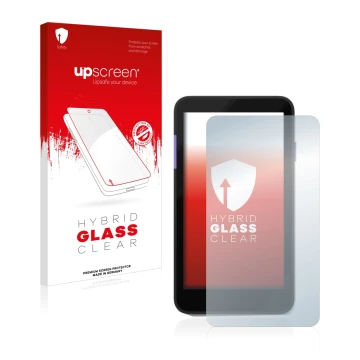 Vorderseite einer Produktverpackung mit dem Markenlogo upscreen. Daneben ist das Gerät Zettle Terminal (by Paypal) mit dem zug