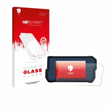 Vorderseite einer Produktverpackung mit dem Markenlogo upscreen. Daneben ist das Gerät KTM 390 Duke 2019 mit dem zugehörigen D