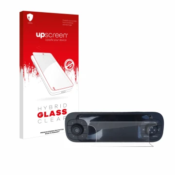 Vorderseite einer Produktverpackung mit dem Markenlogo upscreen. Daneben ist das Gerät Fiat Panda 2019 mit dem zugehörigen Dis