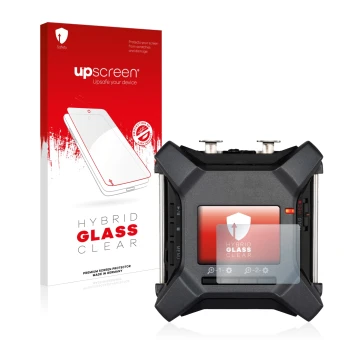 Vorderseite einer Produktverpackung mit dem Markenlogo upscreen. Daneben ist das Gerät Zoom F3 field recorder mit dem zugehöri