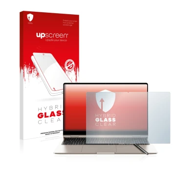 Vorderseite einer Produktverpackung mit dem Markenlogo upscreen. Daneben ist das Gerät Samsung Galaxy Book3 360 15.6