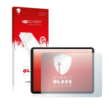 Vorderseite einer Produktverpackung mit dem Markenlogo upscreen. Daneben ist das Gerät OnePlus Pad mit dem zugehörigen Display