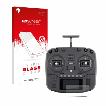 Vorderseite einer Produktverpackung mit dem Markenlogo upscreen. Daneben ist das Gerät Radiomaster Boxer mit dem zugehörigen D