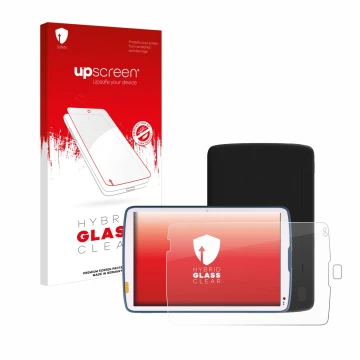 Vorderseite einer Produktverpackung mit dem Markenlogo upscreen. Daneben ist das Gerät Zebra ET45 10.1