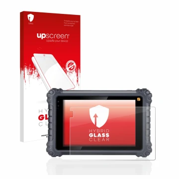 Vorderseite einer Produktverpackung mit dem Markenlogo upscreen. Daneben ist das Gerät Autel MaxiCom MK906Pro-TS mit dem zugeh