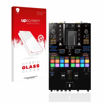 Vorderseite einer Produktverpackung mit dem Markenlogo upscreen. Daneben ist das Gerät Pioneer DJM-S11 mit dem zugehörigen Dis