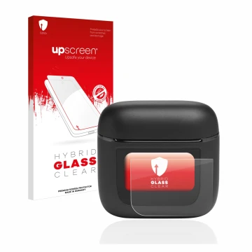 Vorderseite einer Produktverpackung mit dem Markenlogo upscreen. Daneben ist das Gerät JBL Tour Pro 2 mit dem zugehörigen Disp