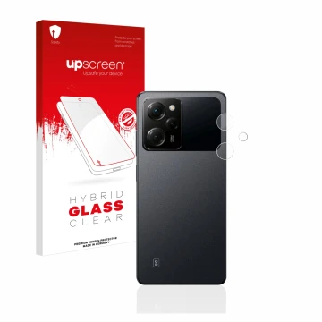 Vorderseite einer Produktverpackung mit dem Markenlogo upscreen. Daneben ist das Gerät Xiaomi Poco X5 Pro (NUR Kameraschutz) m
