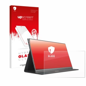 Vorderseite einer Produktverpackung mit dem Markenlogo upscreen. Daneben ist das Gerät Arzopa S1 Table 15.6