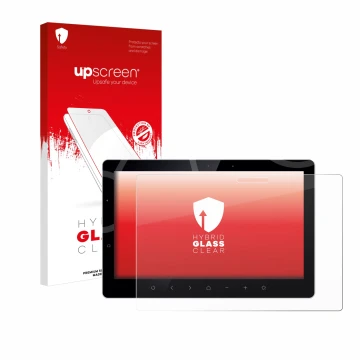 Vorderseite einer Produktverpackung mit dem Markenlogo upscreen. Daneben ist das Gerät Bewatec .Tablet SF 13