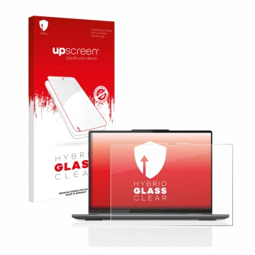 Vorderseite einer Produktverpackung mit dem Markenlogo upscreen. Daneben ist das Gerät Lenovo Yoga 7 Gen 8 14