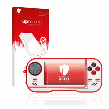Vorderseite einer Produktverpackung mit dem Markenlogo upscreen. Daneben ist das Gerät Blaze Evercade mit dem zugehörigen Disp