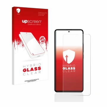 Vorderseite einer Produktverpackung mit dem Markenlogo upscreen. Daneben ist das Gerät Xiaomi Poco F5 Pro mit dem zugehörigen 