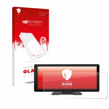 Vorderseite einer Produktverpackung mit dem Markenlogo upscreen. Daneben ist das Gerät Carpuride W103 10.3