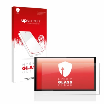 Vorderseite einer Produktverpackung mit dem Markenlogo upscreen. Daneben ist das Gerät Kenwood DMX 7722DABS mit dem zugehörige