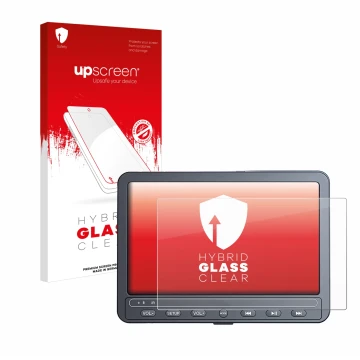 Vorderseite einer Produktverpackung mit dem Markenlogo upscreen. Daneben ist das Gerät Naviskauto 10.5