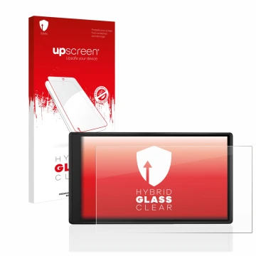 Vorderseite einer Produktverpackung mit dem Markenlogo upscreen. Daneben ist das Gerät Garmin Drive 55 mit dem zugehörigen Dis