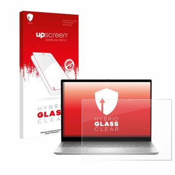 Vorderseite einer Produktverpackung mit dem Markenlogo upscreen. Daneben ist das Gerät Dell Inspiron 14 7430 2-in-1 mit dem zu