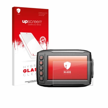 Vorderseite einer Produktverpackung mit dem Markenlogo upscreen. Daneben ist das Gerät Blueskysea DV999 mit dem zugehörigen Di