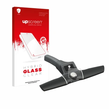 Vorderseite einer Produktverpackung mit dem Markenlogo upscreen. Daneben ist das Gerät Motocaddy S1 DHC Electric Trolley mit d