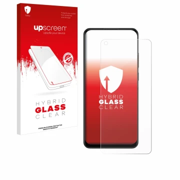 Vorderseite einer Produktverpackung mit dem Markenlogo upscreen. Daneben ist das Gerät Oppo A78 4G mit dem zugehörigen Display