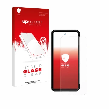Vorderseite einer Produktverpackung mit dem Markenlogo upscreen. Daneben ist das Gerät Oukitel WP21 Ultra mit dem zugehörigen 