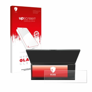 Vorderseite einer Produktverpackung mit dem Markenlogo upscreen. Daneben ist das Gerät ASUS ROG Zephyrus Duo 16 2023 (NUR Touc