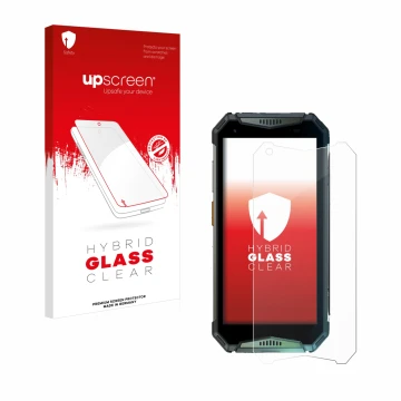 Vorderseite einer Produktverpackung mit dem Markenlogo upscreen. Daneben ist das Gerät Ulefone Armor 20WT mit dem zugehörigen 